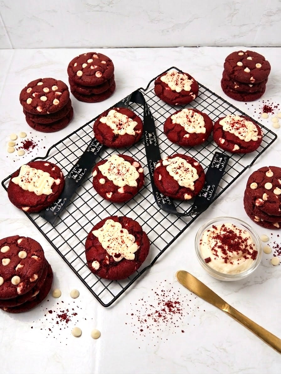 Crimson Velvet & Cream Cookies