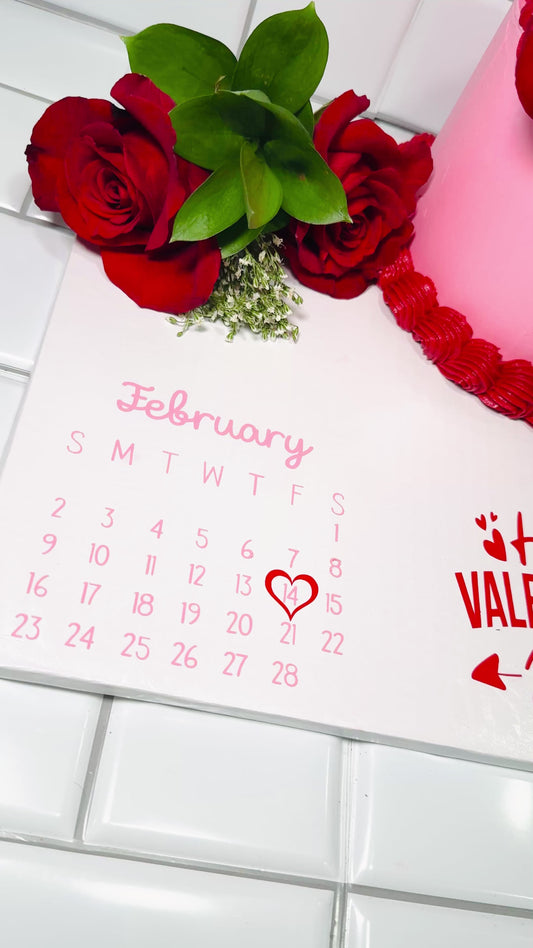 Valentine Calendar Board Cake