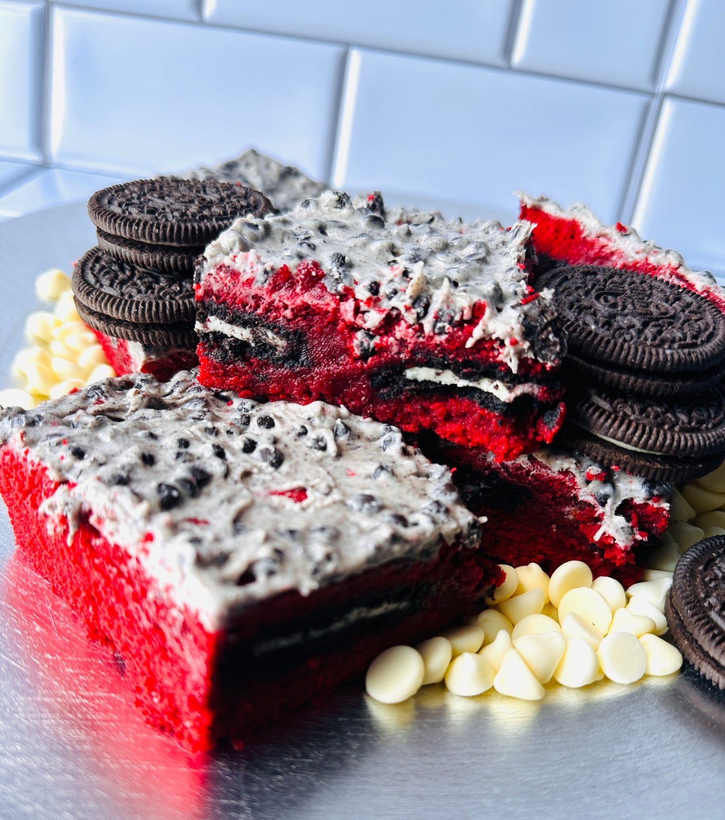 Cookies and Cream Red Velvet Brownies